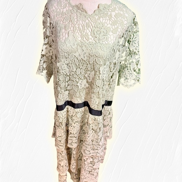 NWT Boohoo ‘Occasion Lace Tiered Midaxi Dress’ in Sage / Mint Green Plus Size 24 - Picture 16 of 16